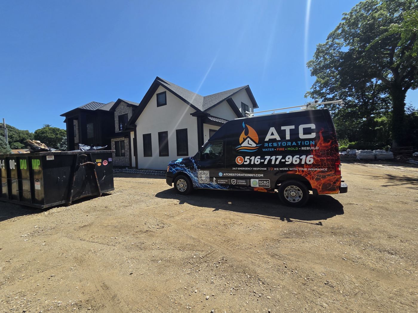 ATC Restoration van rear with fire and water wrap